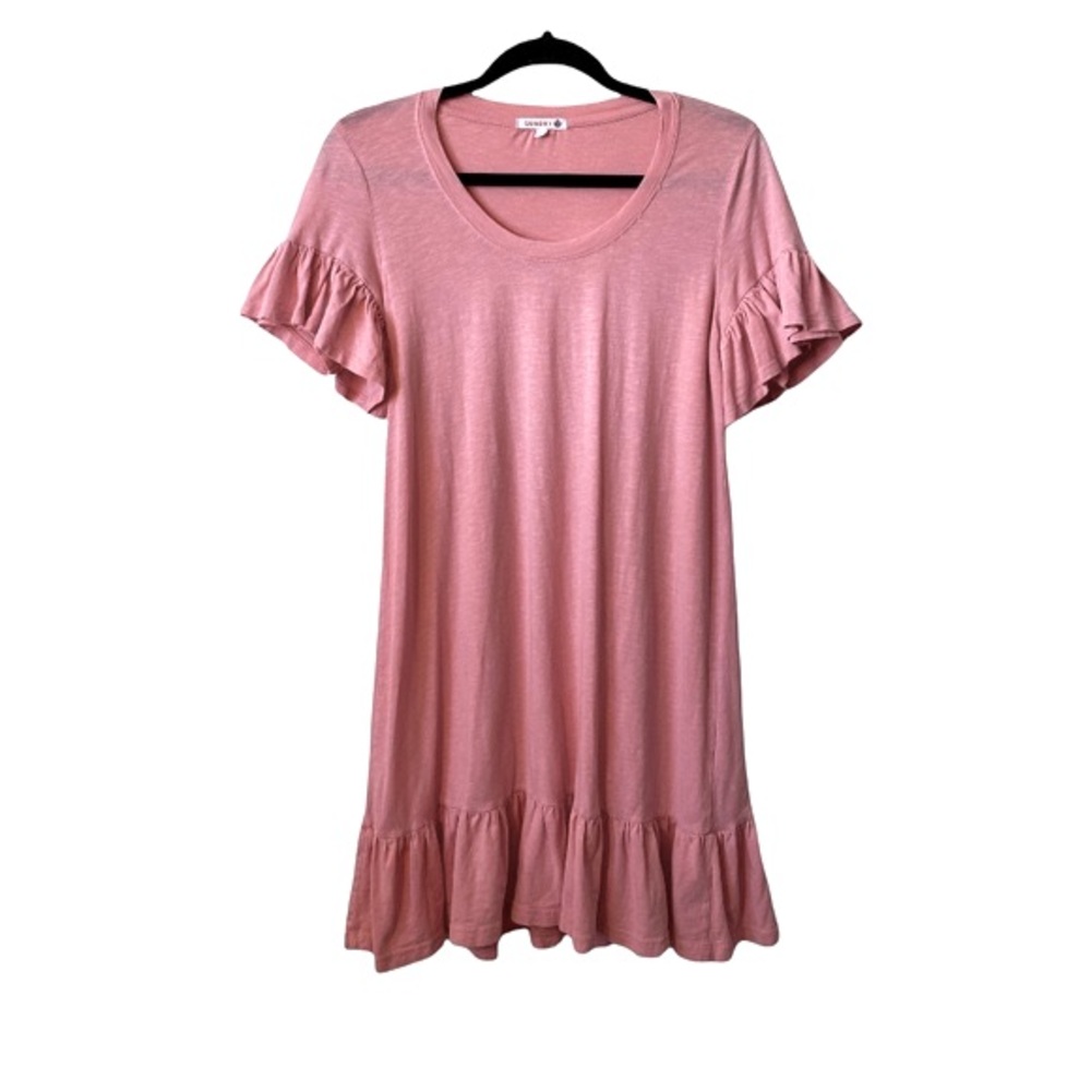 Anthropologie Sundry Dress Size Small Pink Ruffle Sleeves Ruffle Relaxed Fit